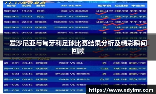 爱沙尼亚与匈牙利足球比赛结果分析及精彩瞬间回顾